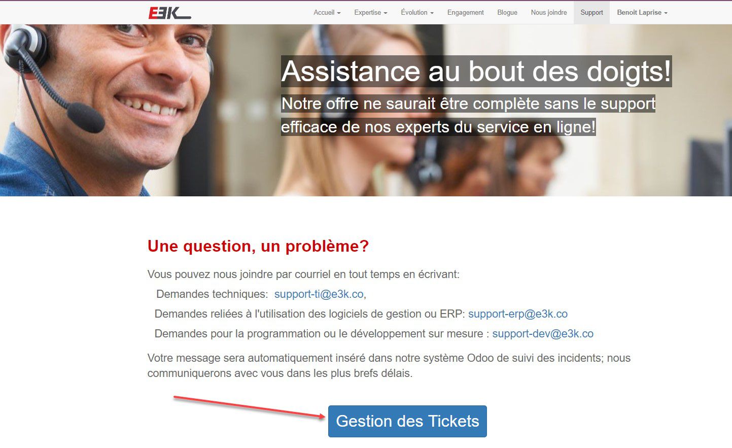 Texte Odoo et bloc d'image