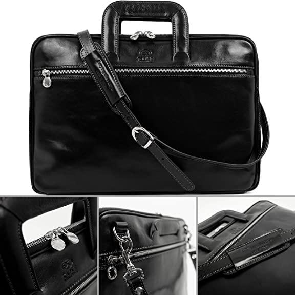 Sacoche mince en cuir véritable pour ordinateur portable