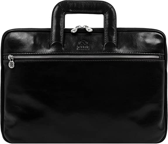 Sacoche mince en cuir véritable pour ordinateur portable